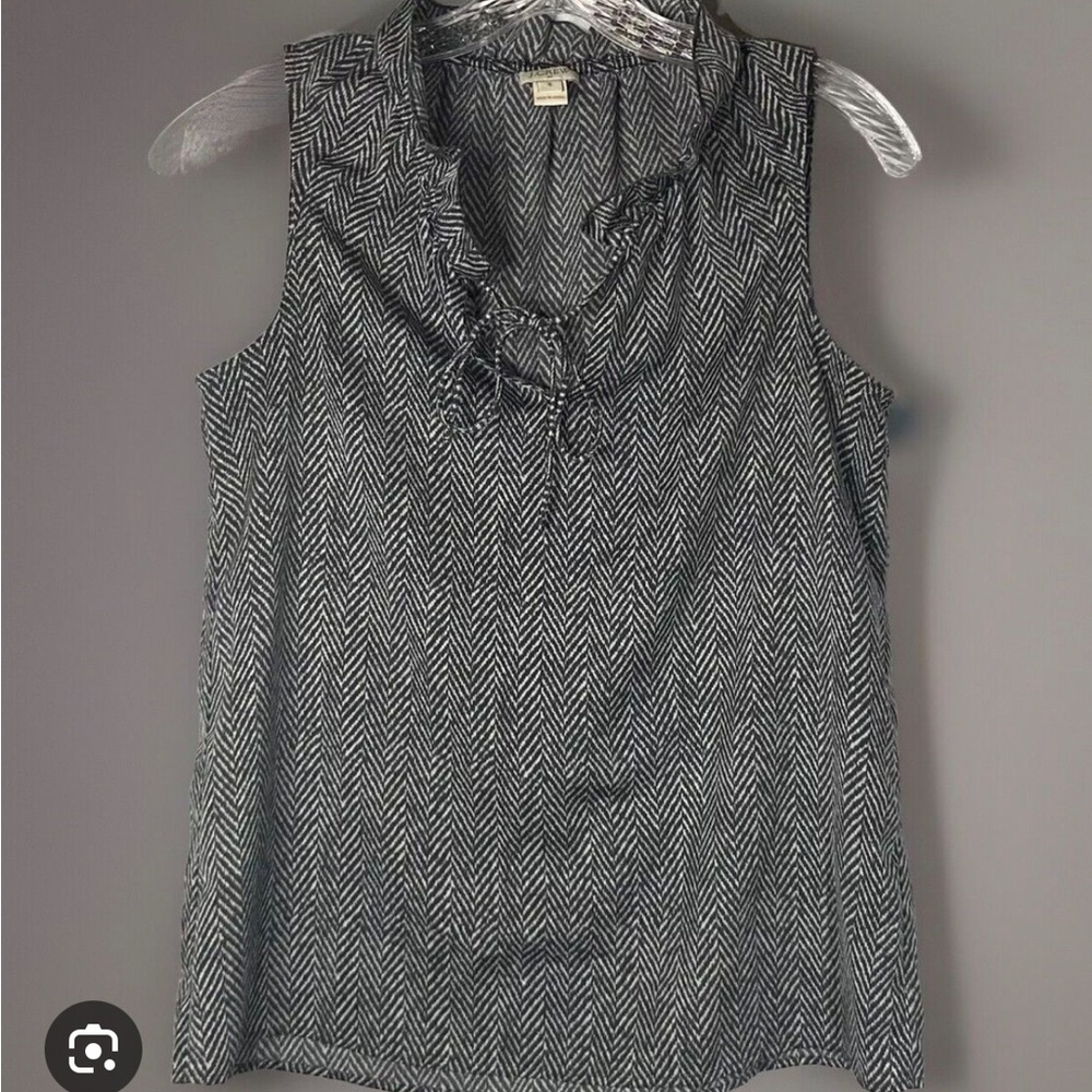 J.Crew herringbone ruffle collar sleeveless top with tie